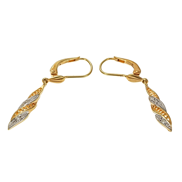 Ohrhänger, 8K, Gelb-/Weißgold, Diamanten