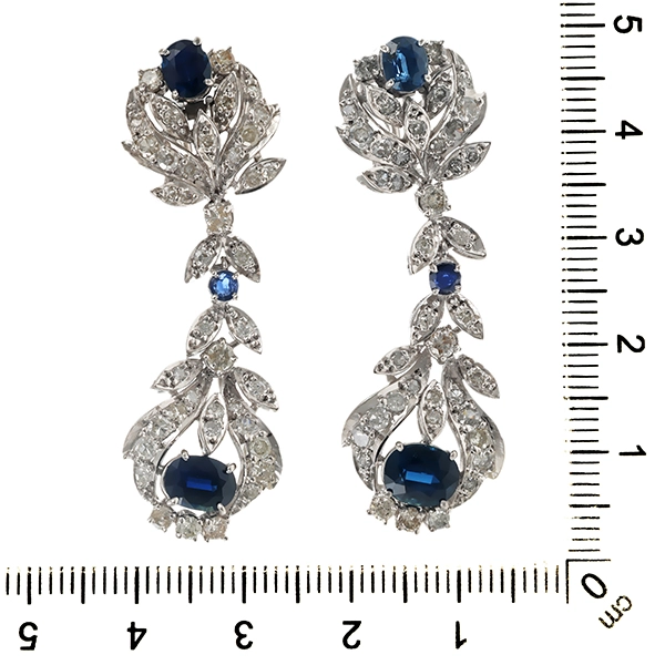 Clip-Stecker, 18K, Weißgold, Saphire, Diamanten