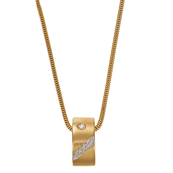 Collier, 14K, Gelbgold, Brillanten
