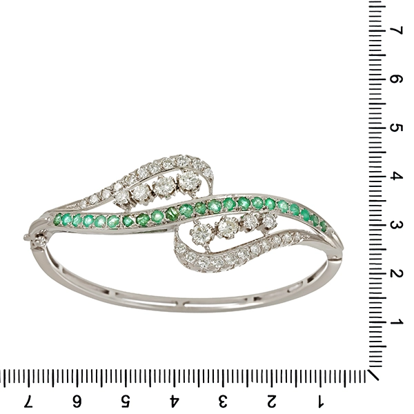 Armreif, 14K, Weißgold, Brllanten, Smaragde