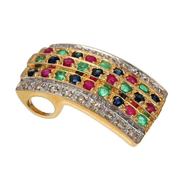 Anhänger, 14K, Diamanten, Rubine, Saphire, Smaragde