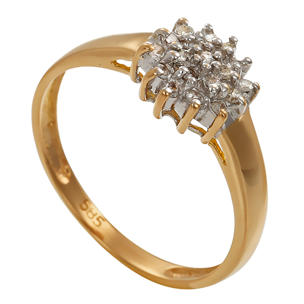 Diamantring, 14K, Gelb-/Weißgold, Diamanten