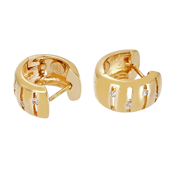 Creolen, 14K, Gelbgold, Zirkonia