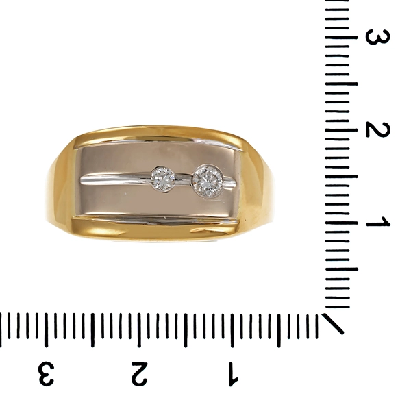 Herrenring, 18K, Gelb-/Weißgold, Brillanten
