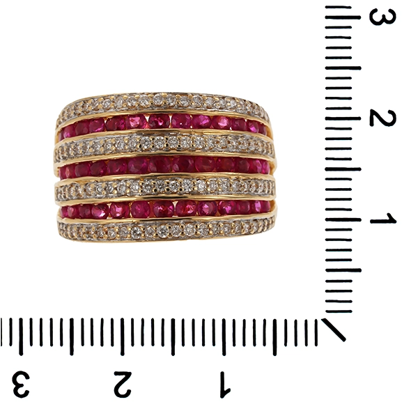 Ring, 14K, Gelb-/Weißgold, Brillant, Rubin