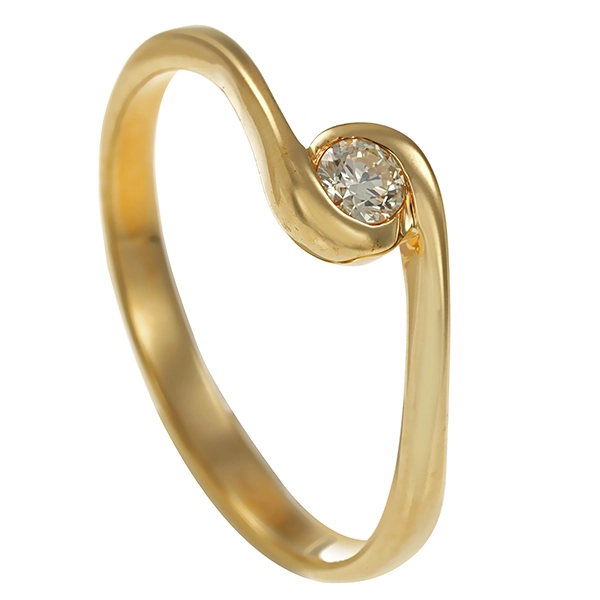Diamantring, 9K, Gelbgold, Brillant
