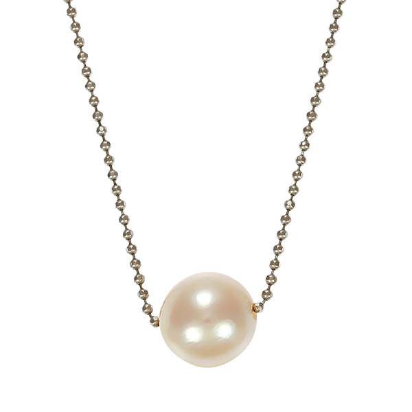 Collier, 14K, Weißgold, Perle