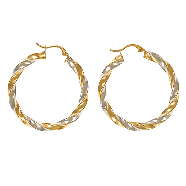 Creolen, 14K, Gelb-/Weißgold