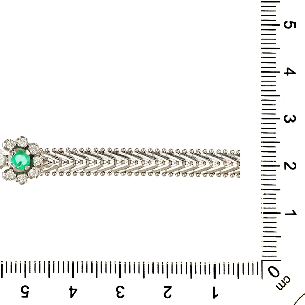 Armband, 18K, Gelbgold rhodiniert, Smaragd, Brillant