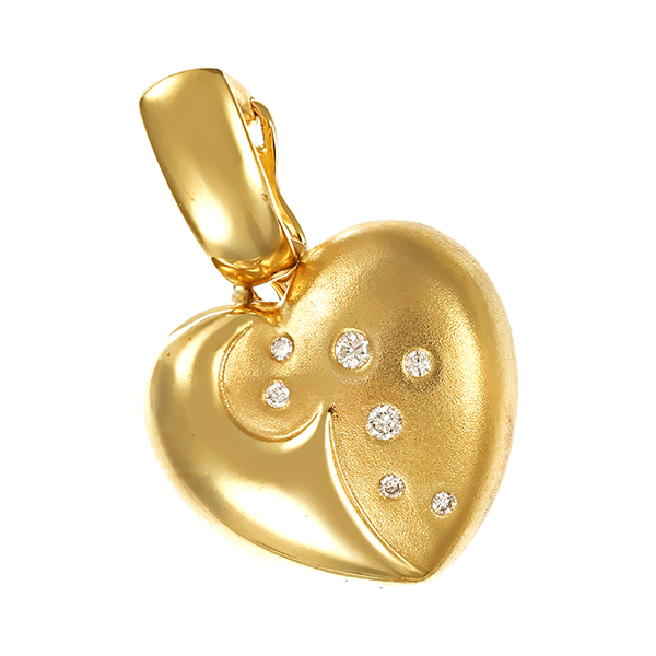 Anhänger, 14K, Gelbgold, Brillanten, Herz