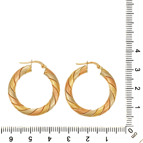 Creolen, 14K, Rot-/Weiß-/Gelbgold