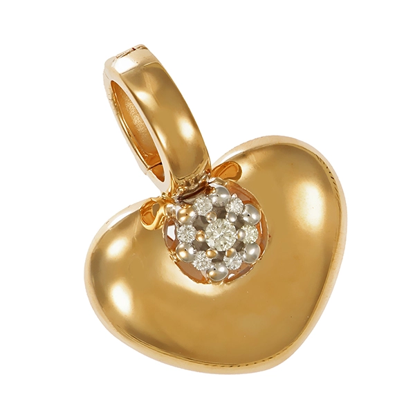 Anhänger, 14K, Gelbgold, Brillanten, Herz