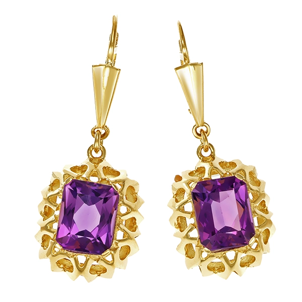 Ohrhänger, 14K, Gelbgold, Amethyste