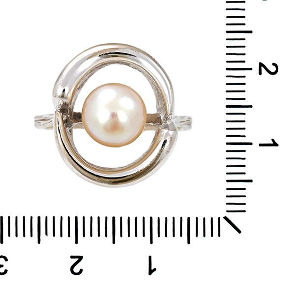 Ring, 14K, Weißgold, Perle