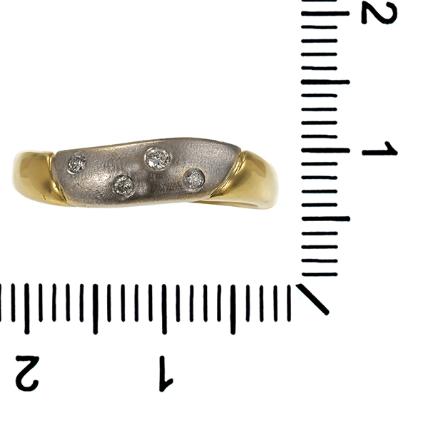 Brillantring, 14K, Gelb-/Weißgold
