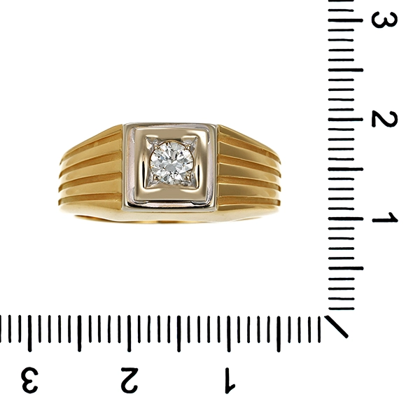 Herrenring, 18K, Gelb-/Weißgold, Brillant 0,28 ct