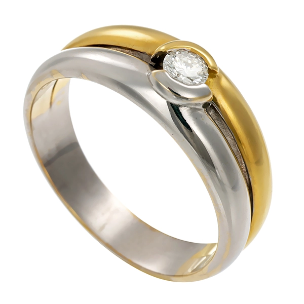 Herrenring, 18K, Gelb-/Weißgold, Brillant 0,25 ct