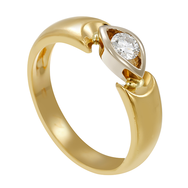 Diamantring, 18K, Gelb-/Weißgold, Brillant 0,19 ct