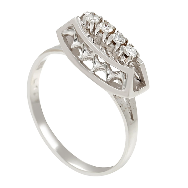 Diamantring, 14K, Weißgold, Diamanten 0,12 ct