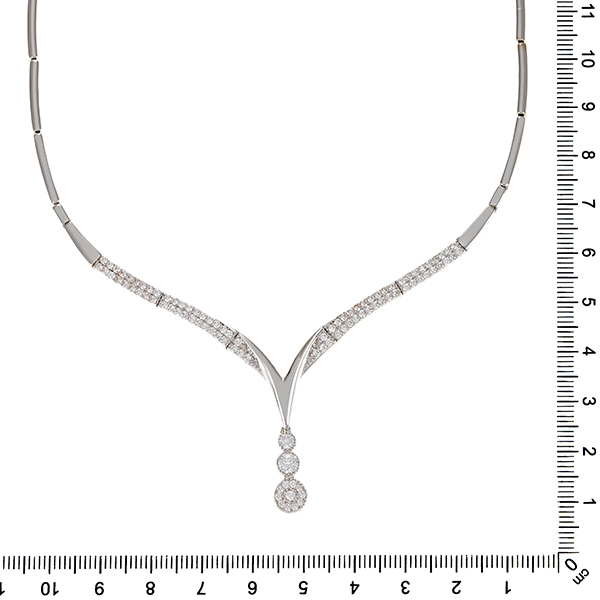 Collier, 14K, Weißgold, Zirkonia, Länge 45 cm