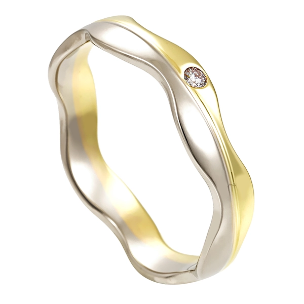 Ehering, 14K, Gelb-/Weißgold, Brillant, U72