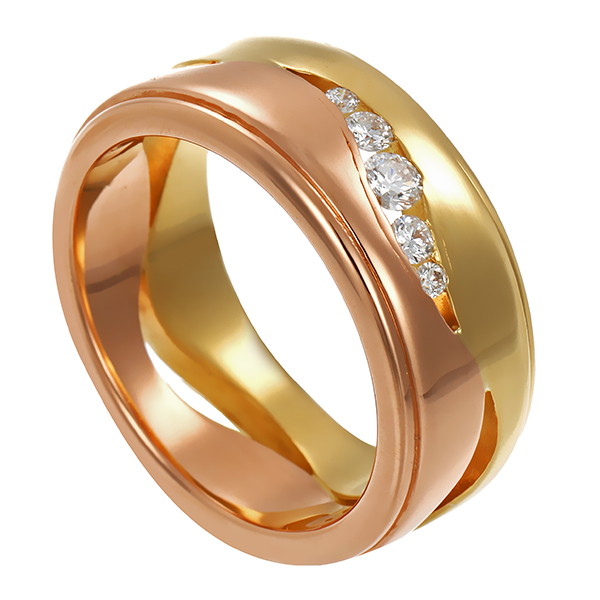 Ring, 18K, Gelb-/Rotgold, Brillant