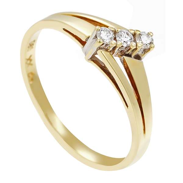 Diamantring, 14K, Gelb-/Weißgold, Brillanten