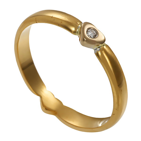 Brillantring, 18K, Gelb-/Weißgold, Herz
