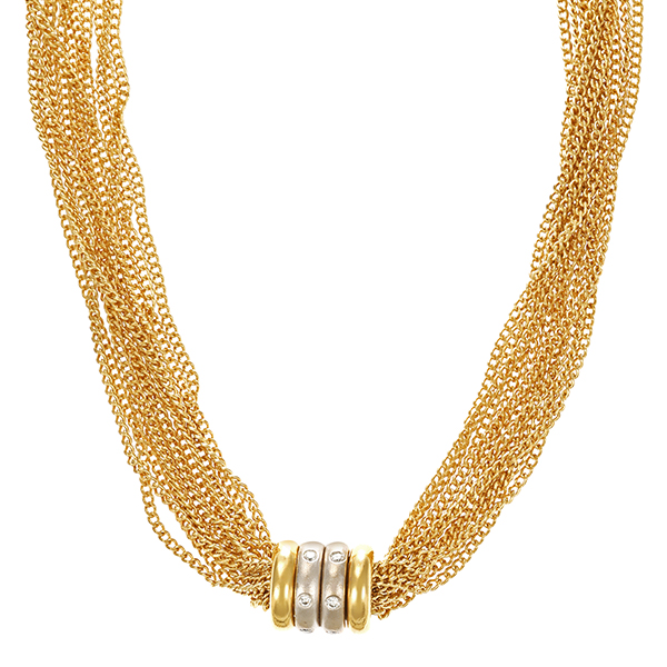 Collier, 18K, Gelb-/Weißgold, Brillanten