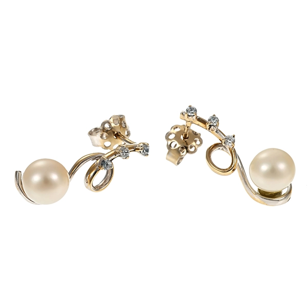Steckhänger, 18K, Weißgold, Perlen, Zirkonia