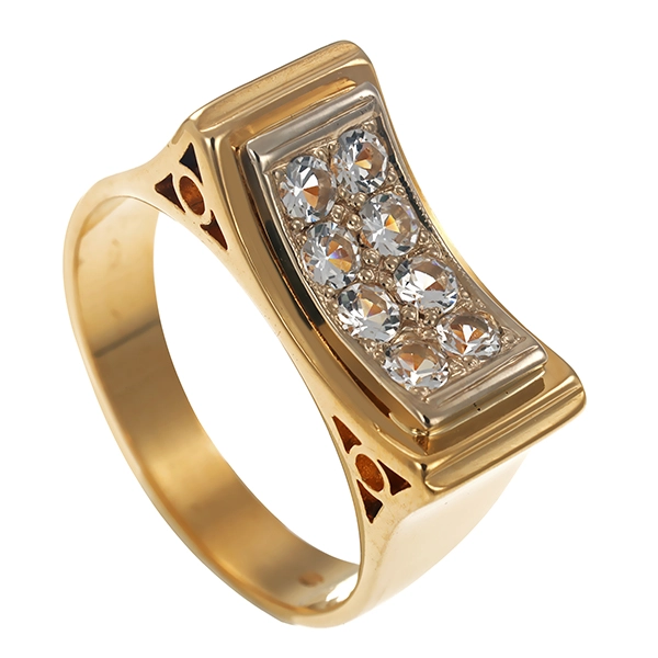 Ring, 14K, Gelb-/Weißgold, Zirkonia