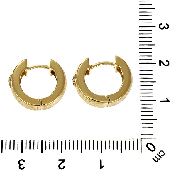 Creolen, 14K, Gelbgold, Diamanten