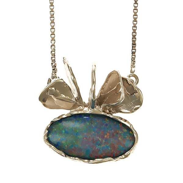 Collier, 14K, Weißgold, Opaltriplette