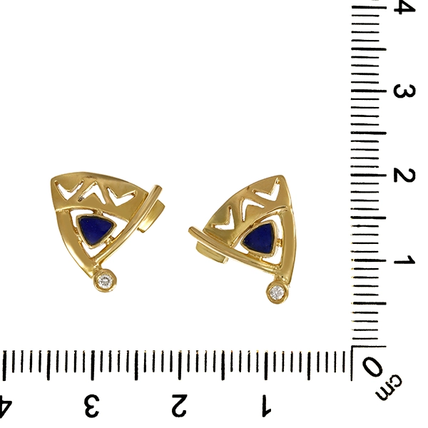 Ohrstecker, 8K, Gelbgold, 2 Lapis, 2 Brillanten