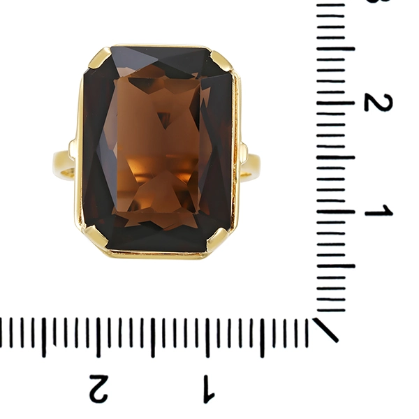 Ring, 14K, Gelbgold, Rauchquarz