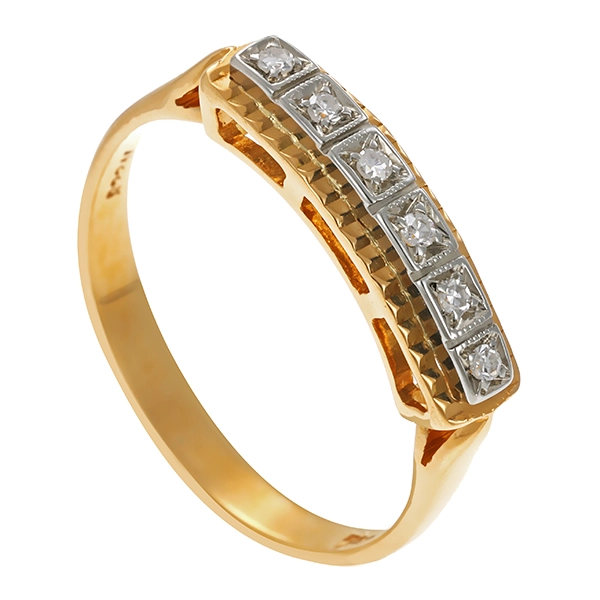 Ring, 18K, Gelb-/Weißgold, Diamant