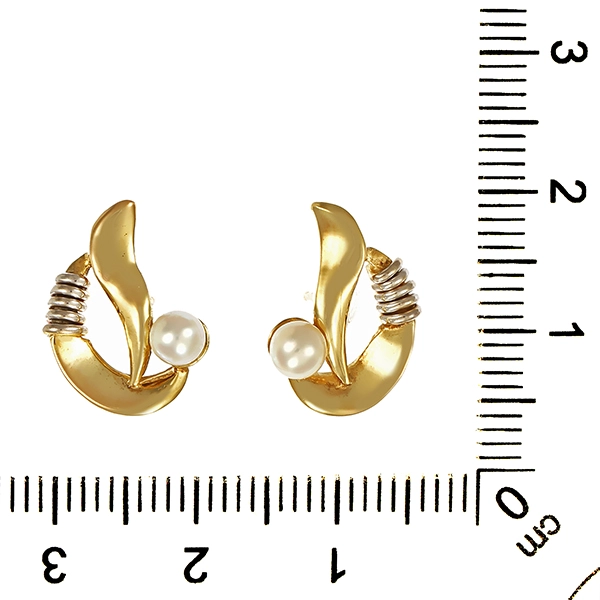 Ohrstecker, 8K, Gelb-/Weißgold, Perlen