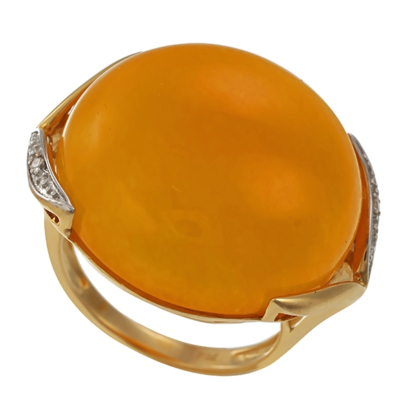 Ring, 9K, Gelb-/Weißgold, Schmuckstein, Brillanten