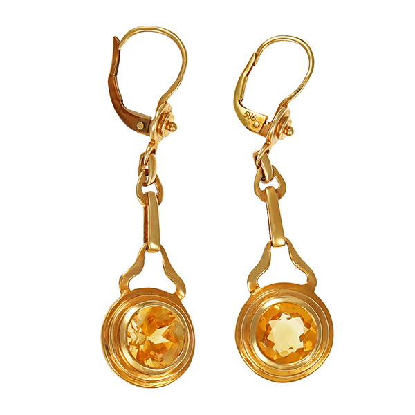 Ohrhänger, 14K, Gelbgold, Citrin