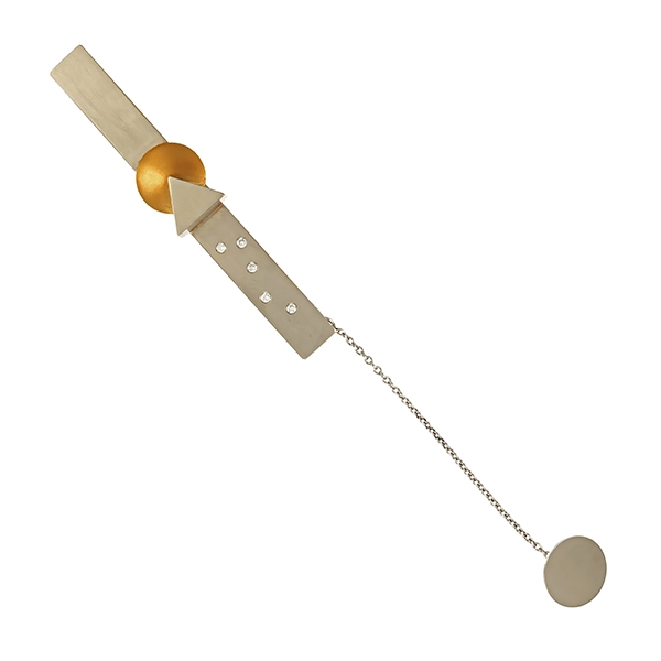 Krawattenhalter, Pt950, Platin-/Gelbgold, Brillanten