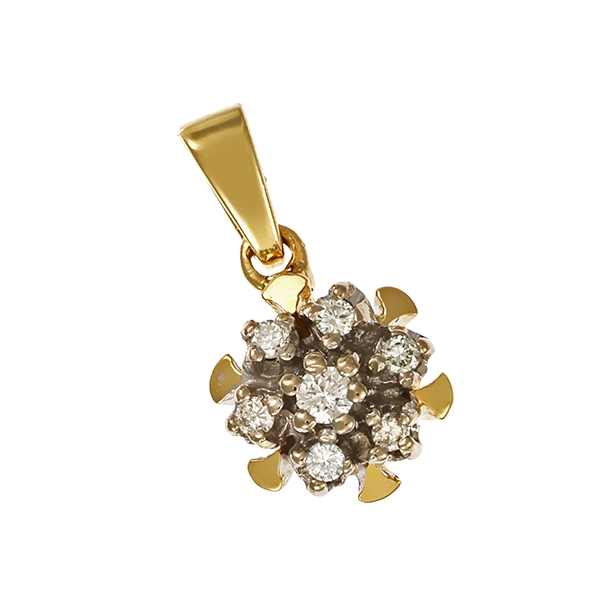 Anhänger, 14K, Gelb-/Weißgold, Brillanten