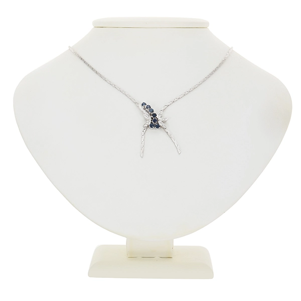 Collier, 18K, Weißgold, Saphire, Diamanten