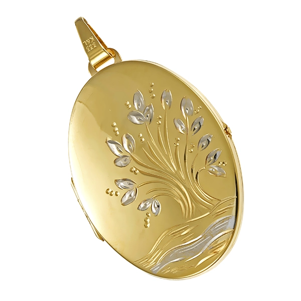 Anhänger, 8K, Gelb-/Weißgold, Medaillon