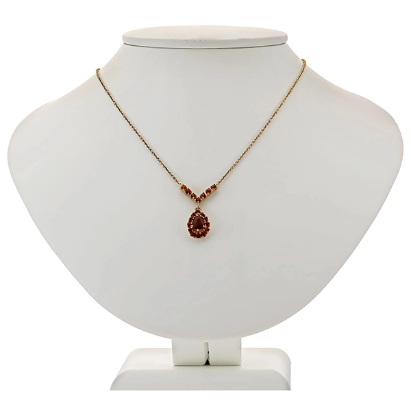 Collier, 8K, Gelbgold, Granat