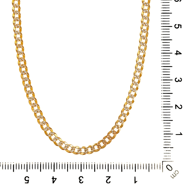 Kette, 14K, Gelb-/Weißgold, Panzer-