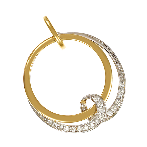 Anhänger, 14K, Gelb-/Weißgold, Brillanten