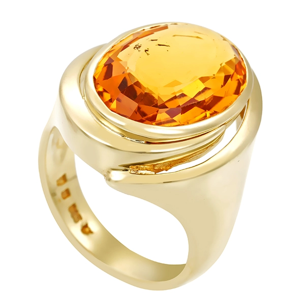 Ring, 14K, Gelbgold, Citrin