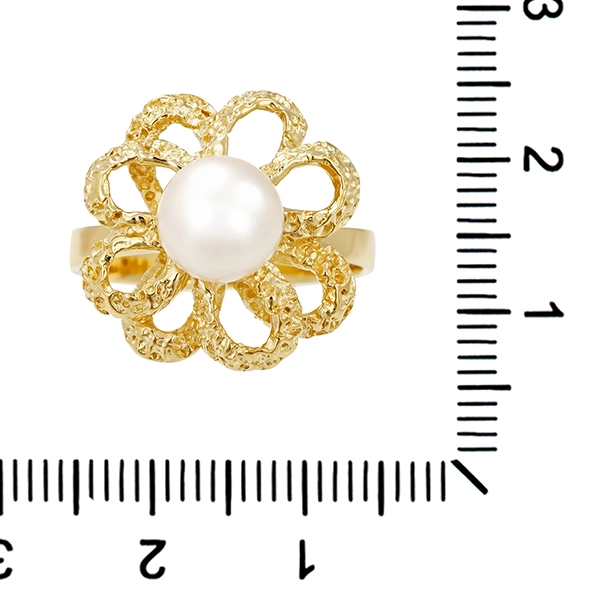 Ring, 14K, Gelbgold, Perle