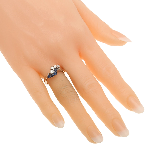 Ring, 18K, Weißgold, Brillant, Saphir