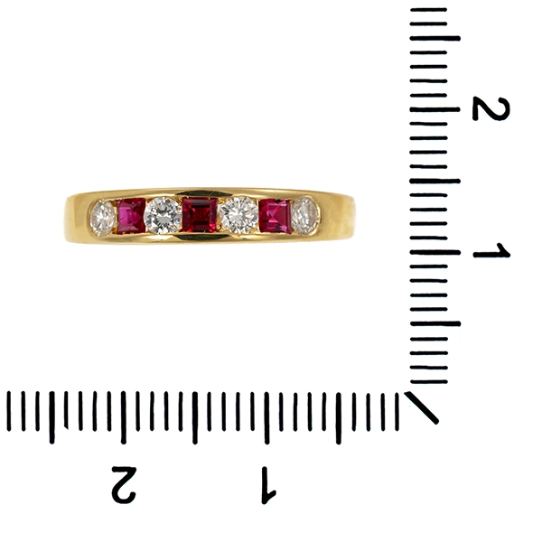 Ring, 18K, Gelbgold, Rubin, Brillant